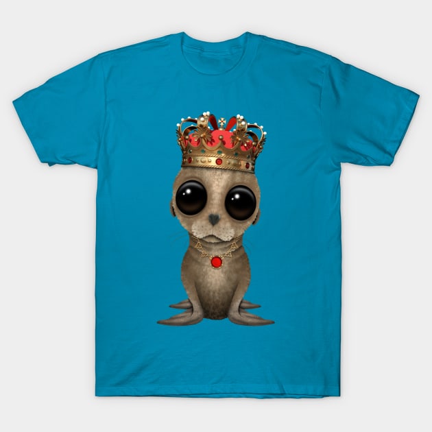 Cute Baby Sea Lion Wearing Crown T-Shirt by jeffbartels